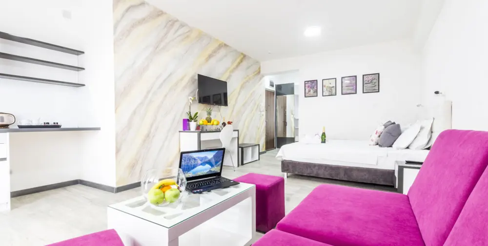 Superior Studio with Balcony – 37 m² studio for 4, Double bed + two sofa beds, balcony · Astera Apart Hotel Skopje
